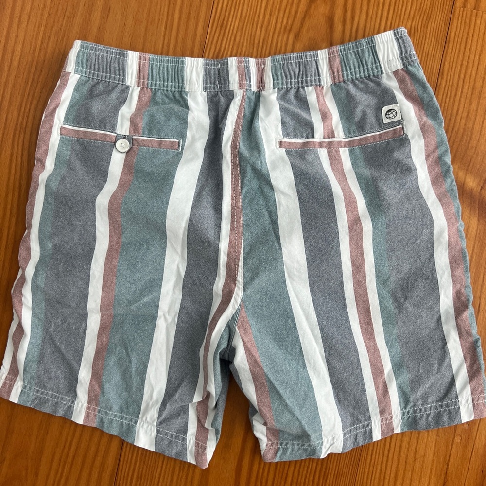 Free Planet Men's Striped Shorts - Gray, White, Brown L - Picture 5 of 10